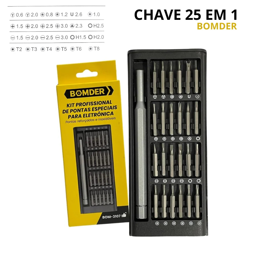 Kit de Jogo de Ferramentas de Chave Magnética de Precisão de 24 Peças + Caneta de Liga de Alumínio com Caixa Organizadora Preta