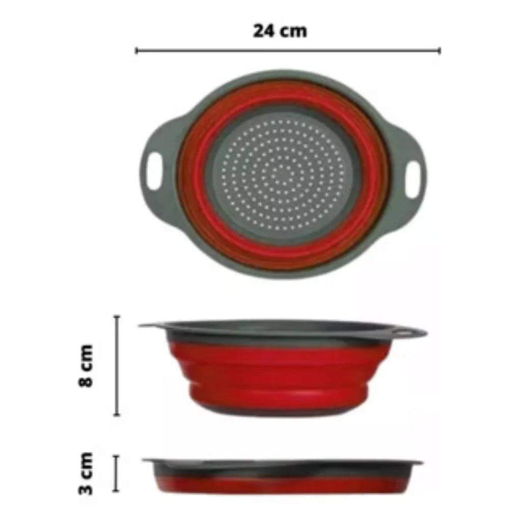 Escorredor Retrátil Silicone Redondo Prático Compacto Para Macarrão Frutas Legumes Cozinha Funcional Para Casa Louças