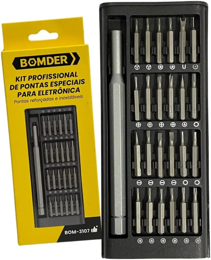 Kit de Jogo de Ferramentas de Chave Magnética de Precisão de 24 Peças + Caneta de Liga de Alumínio com Caixa Organizadora Preta