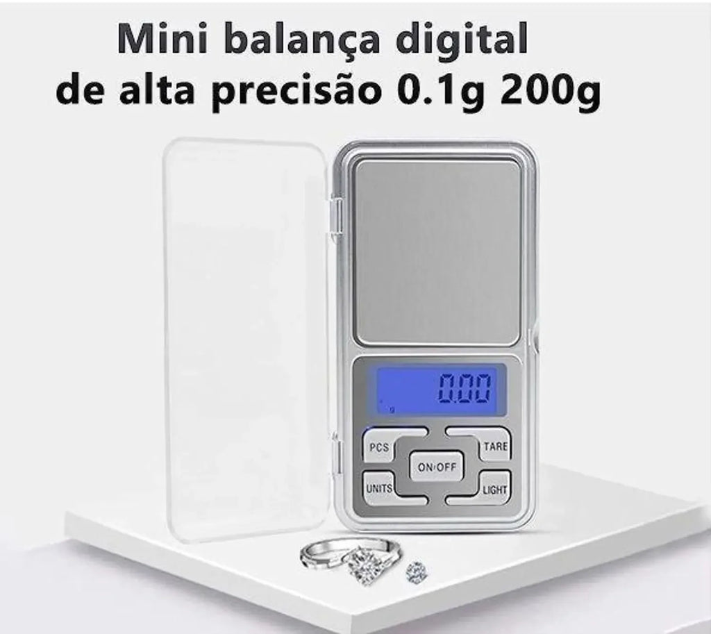 Mini Balança Digital Portátil 0,1g a 500g | De Mão e Alta Precisão Laboratorial para Joias, Ouro, Prata e Outros Minérios
