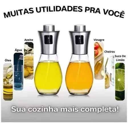 Spray Borrifador Azeite Galheteiro Vidro Inox Pulverizador Vinagre Oleo 200ml Tempero Cozinha