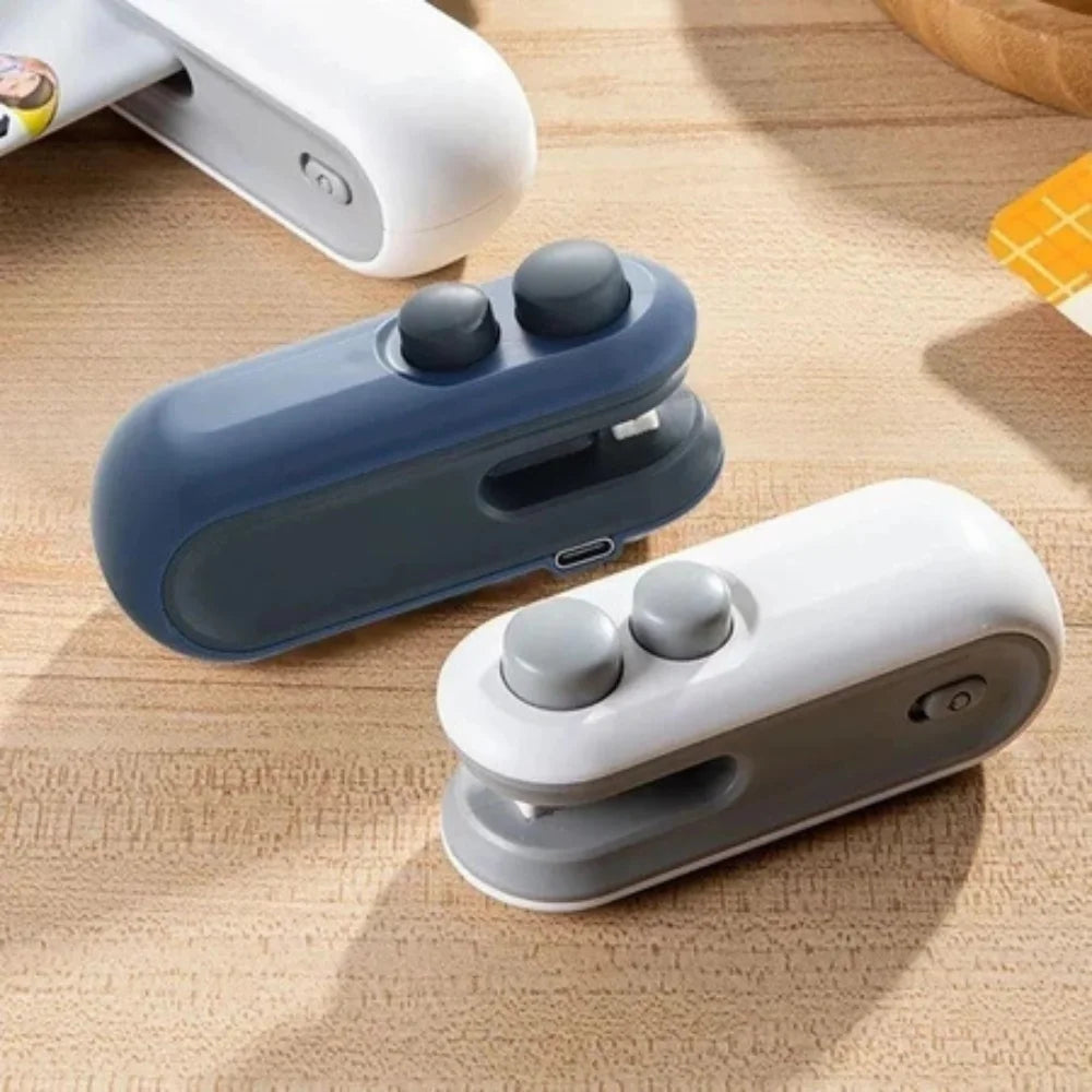 Mini Selador De Embalagens USB Recarregável Com Cortador Integrado E Selagem a Vácuo Para Alimentos E Cozinha
