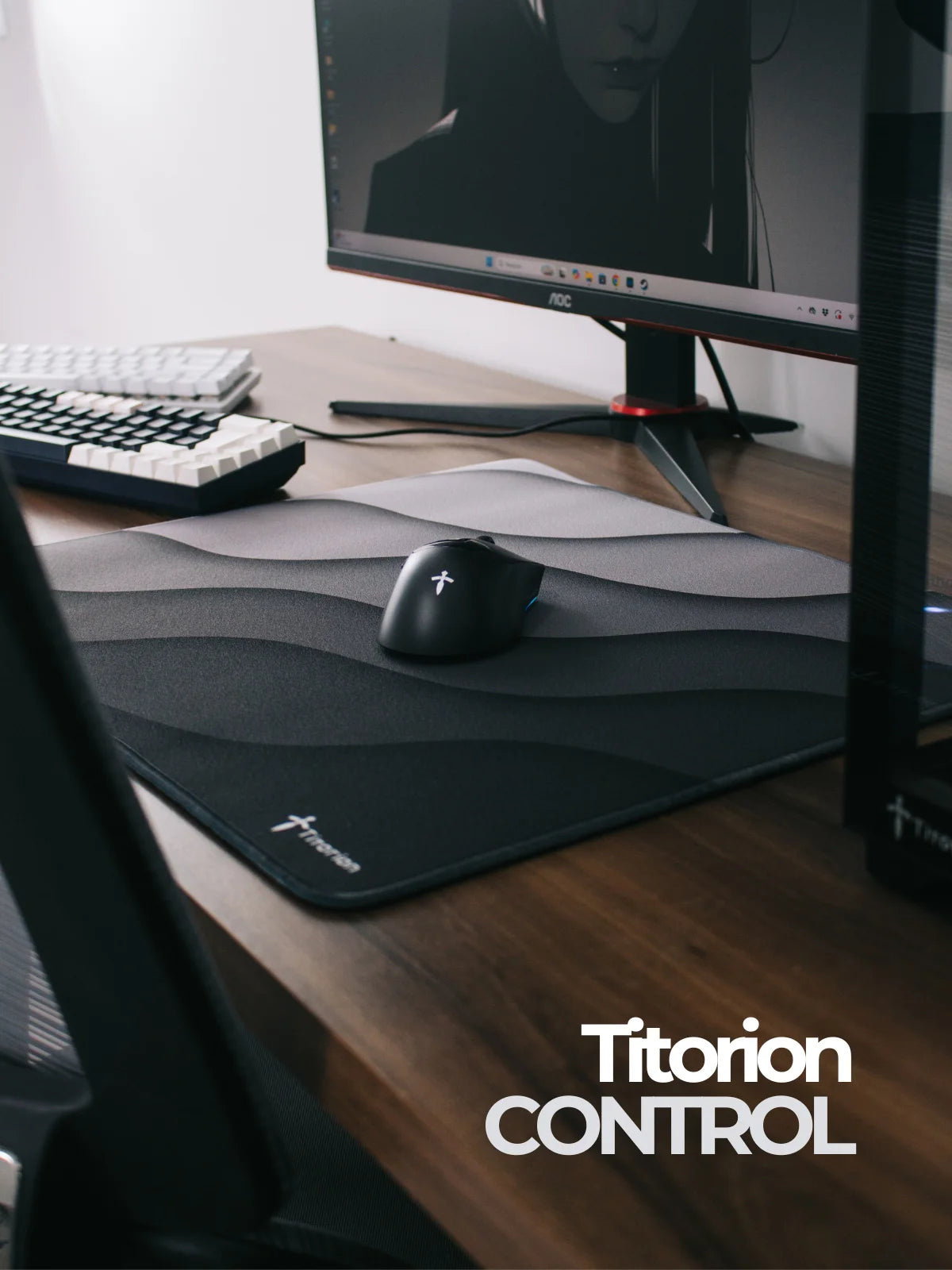 APEX Control Professional 49x42 Mousepad Branco Preto Hexágono Ergonômico Titorion Mouse Pad Gamer