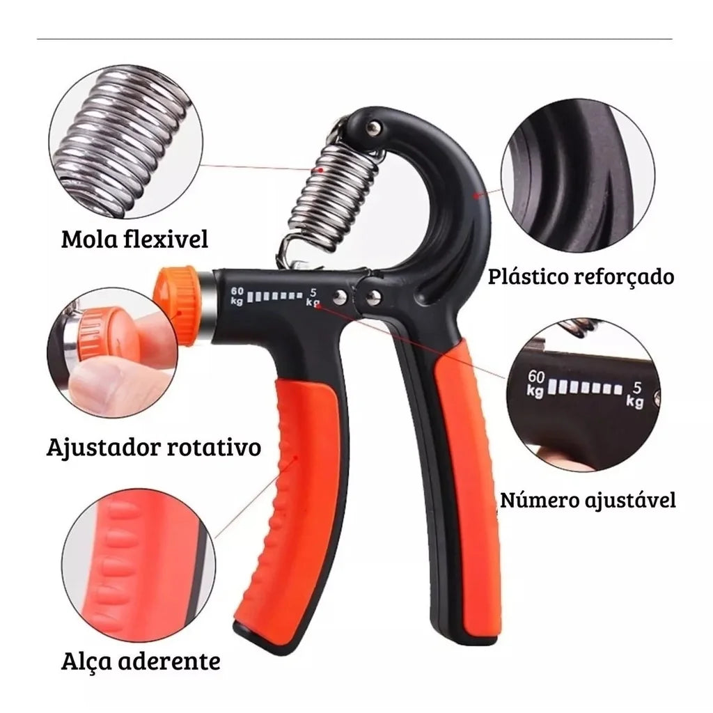 Hand Grip Fisioterapia com Mola Ajustável - 5kg a 60kg Fortalecedor