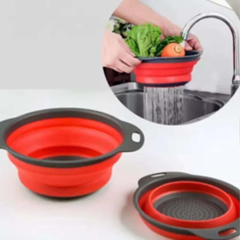 Escorredor Retrátil Silicone Redondo Prático Compacto Para Macarrão Frutas Legumes Cozinha Funcional Para Casa Louças
