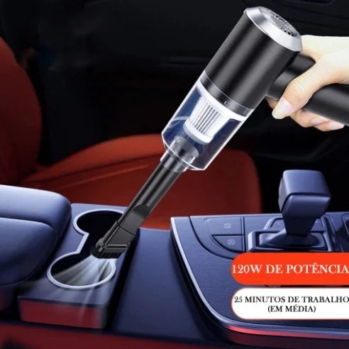 Mini Aspirador de Pó Portátil Recarregável Profissional Sem Fio de Limpeza Automotivo Carro 3 em 1 Sopro Faz Vácuo Potente e..