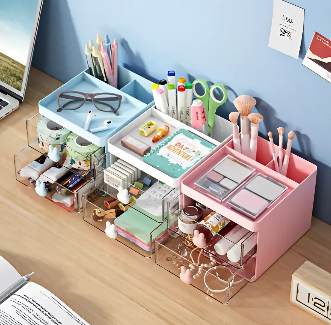 Organizador Mesa Coelho Porta Treco Caneta Gaveta/Maquiagem Escritório Multiuso - Neverdie Store