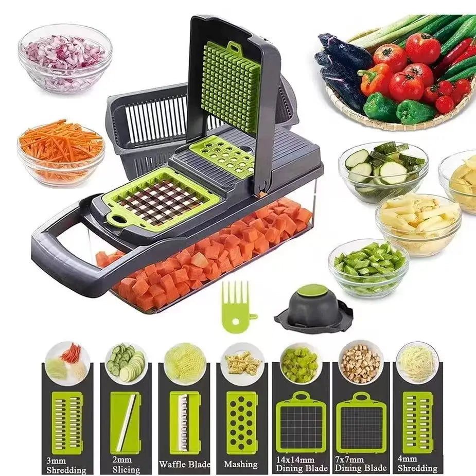 Profissional Multiuso Cozinha Slicer Aço Inox 16 em 1 Fatiador Cortador Ralador De Legumes Verduras Frutas Alimentos