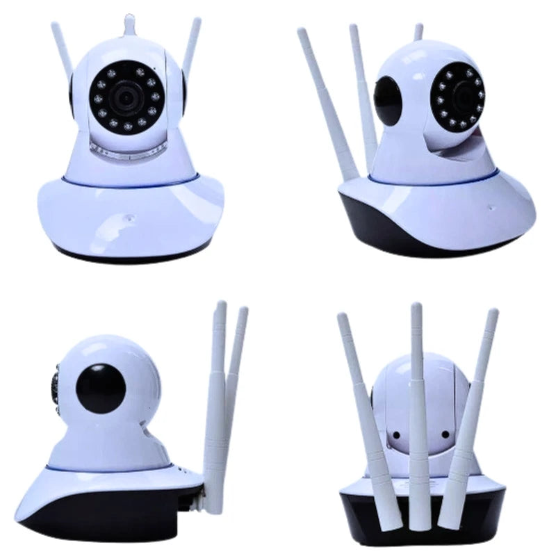Câmera IP Wireless WiFi 3 Antenas - Onvif P2P HD Giro 355°