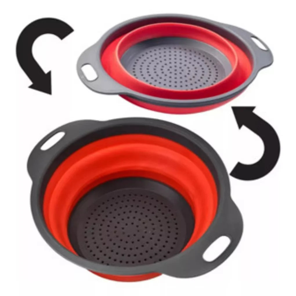 Escorredor Retrátil Silicone Redondo Prático Compacto Para Macarrão Frutas Legumes Cozinha Funcional Para Casa Louças