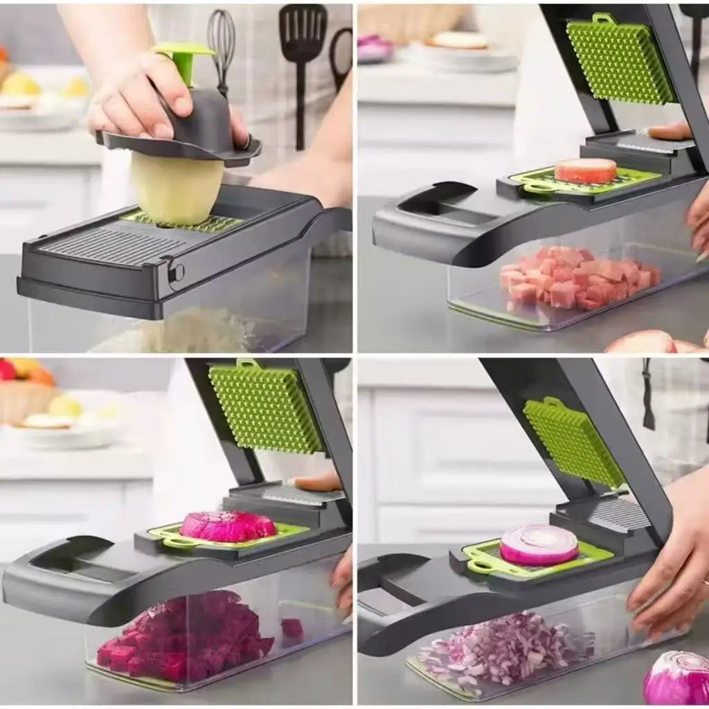 Profissional Multiuso Cozinha Slicer Aço Inox 16 em 1 Fatiador Cortador Ralador De Legumes Verduras Frutas Alimentos