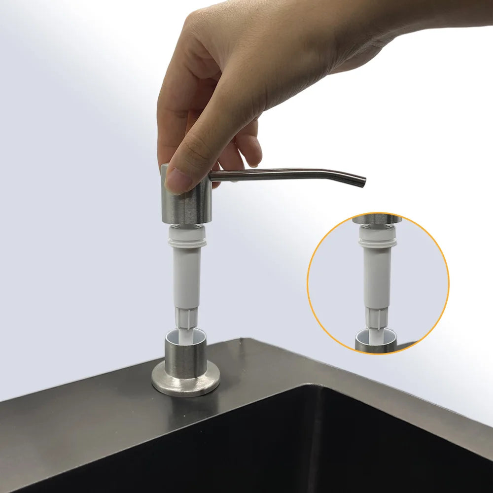 Pia da cozinha dispensador de sabão preto abs dispensador detergente líquido sabão loção dispensadores aço inoxidável