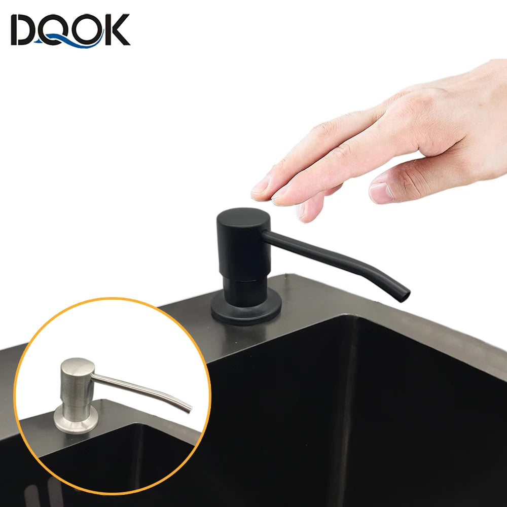 Pia da cozinha dispensador de sabão preto abs dispensador detergente líquido sabão loção dispensadores aço inoxidável