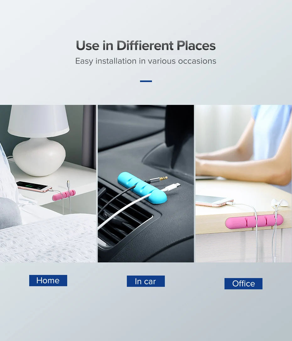 Ugreen-organizador de cabos de silicone, prendedor, usb, flexível, gerenciamento de fios, para mouse, fone de ouvido, fone de ouvido