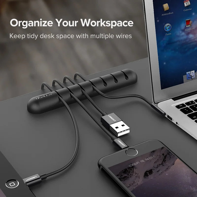 Ugreen-organizador de cabos de silicone, prendedor, usb, flexível, gerenciamento de fios, para mouse, fone de ouvido, fone de ouvido
