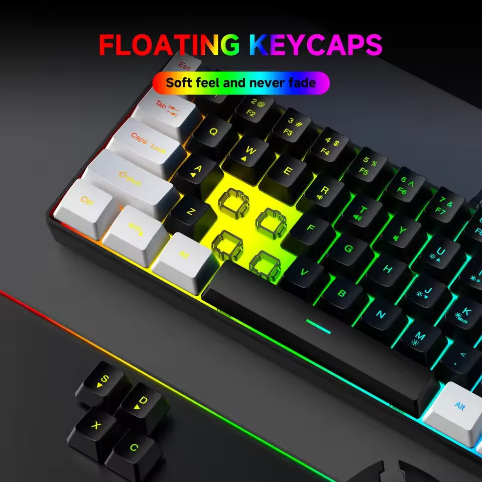 2026 Novo Teclado Mecânico Mini Portátil com Fio K61 Teclado Mini com Fio 61 Teclas Phantom RGB, Preto Branco Vermelho Vermelho/Azul Interruptor Novo