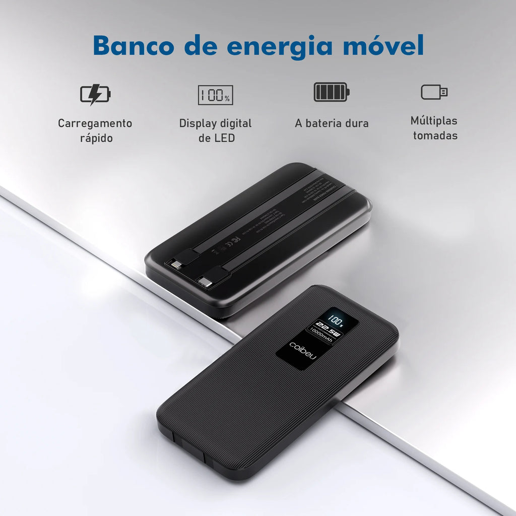 Powerbank Portátil 10000mAh 23W - Bateria Recarregável Carregamento Rápido