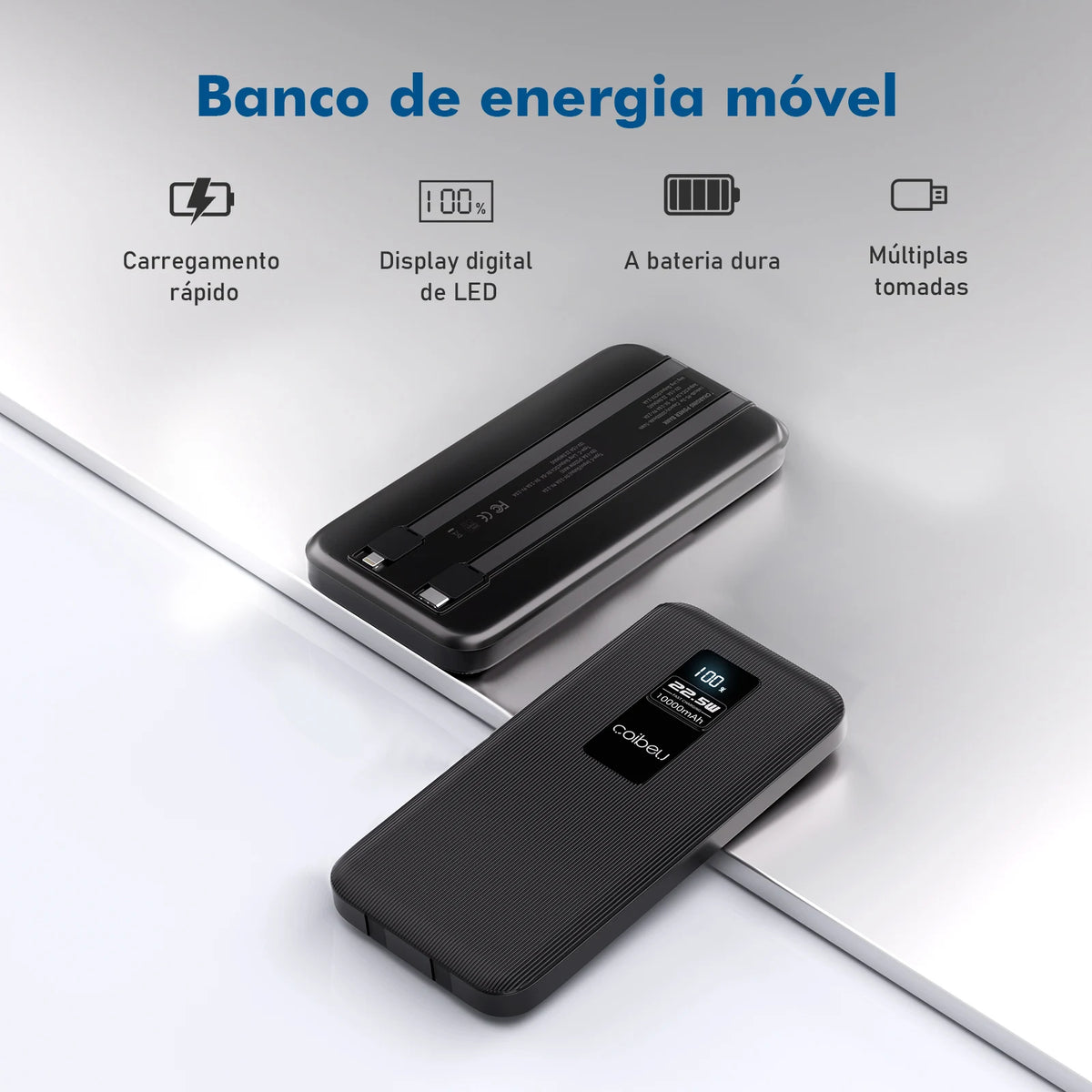 Powerbank Portátil 10000mAh 23W - Bateria Recarregável Carregamento Rápido