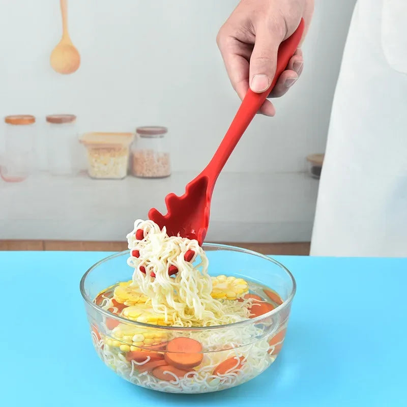 Escumadeira de Silicone Cabo Longo - Colher Coador para Macarrão