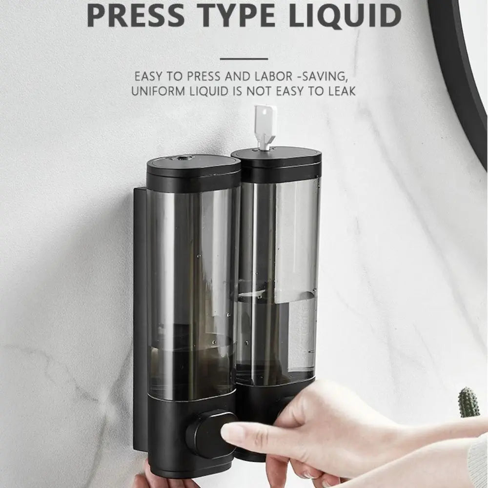 Dispensador Manual de Sabão em Plástico ABS Durável, Branco e Preto, Montado na Parede, Dispensador de Shampoo e Gel, Recipiente de Sabão Líquido para Hotel