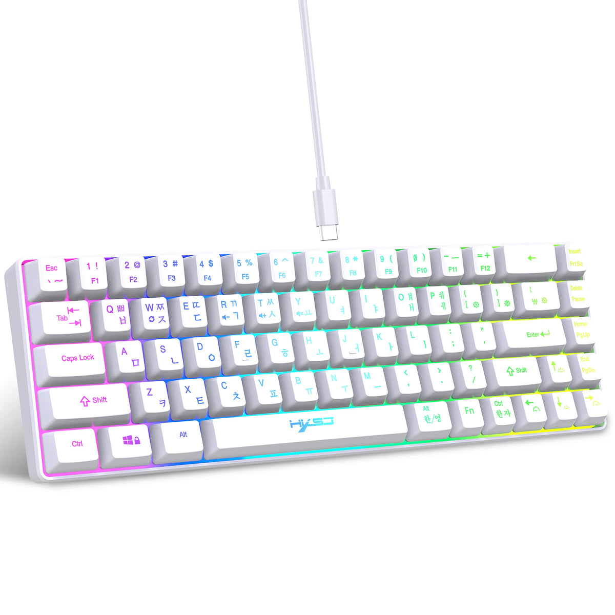 Teclado Gamer de 68 Teclas USB com Fio Portátil  20 Retroiluminação RGB  Teclado Español Coreano Ruso para Laptops de Windows