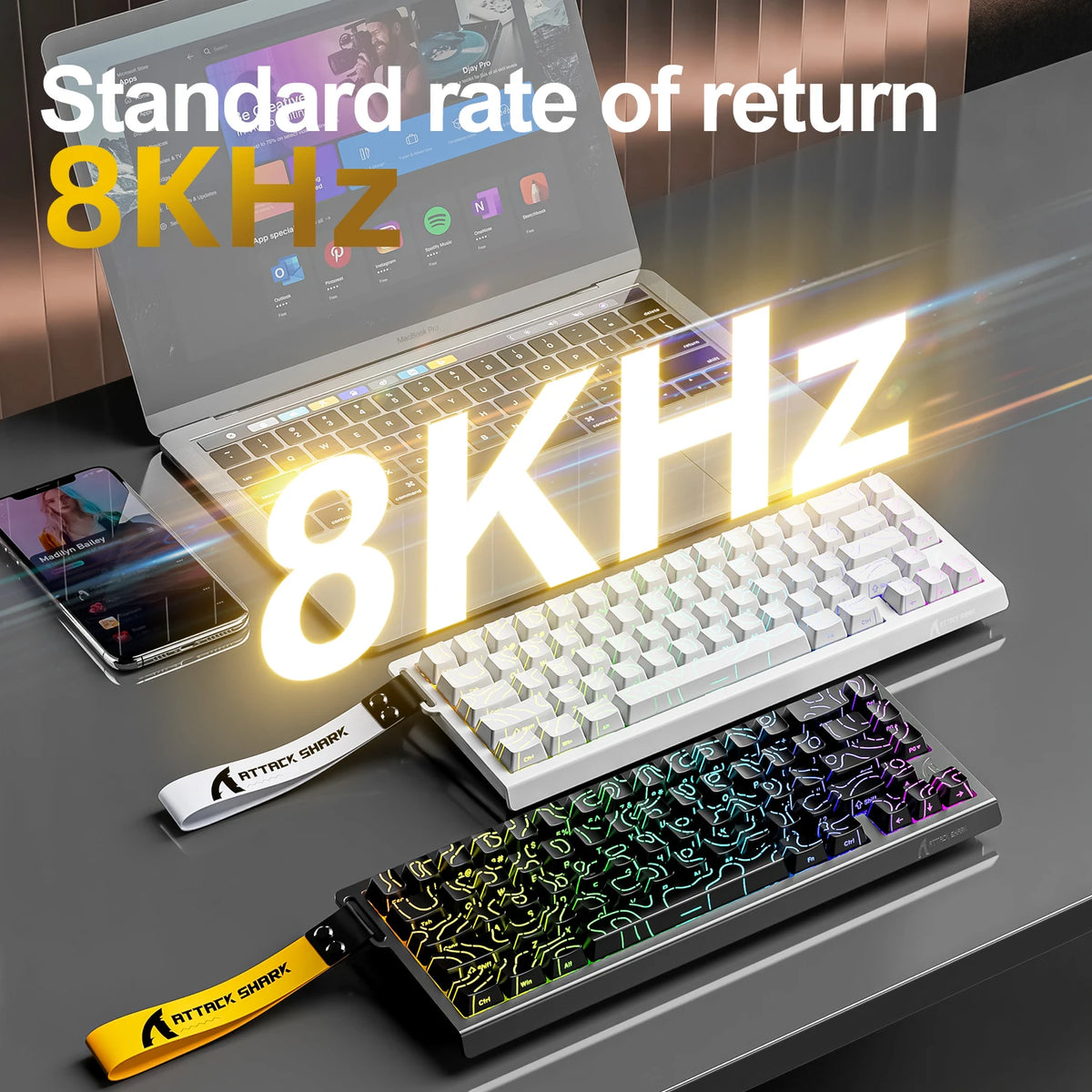 ATTACK SHARK X68HE X68Pro  Teclado Mecânico Magnético para Jogos Profissionais 0,01mm Gatilho Rápido 8000Hz SOCD/Rs 0,125ms Taxa de 128K