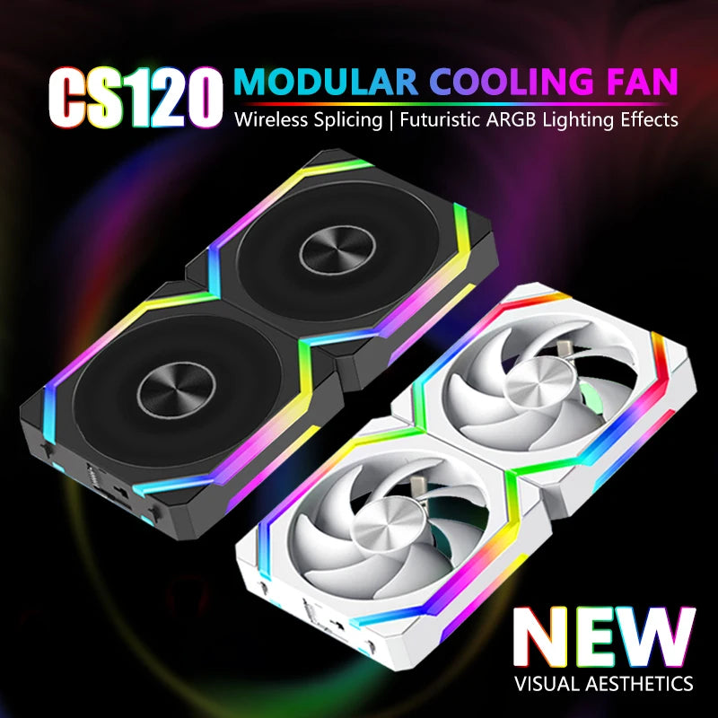 Ventoinha de Resfriamento JUMPEAK CS120 ARGB 360mm 240mm Modular Empilhável PWM Silenciosa 120mm RGB para Caixa de PC Gamer Resfriador de Água