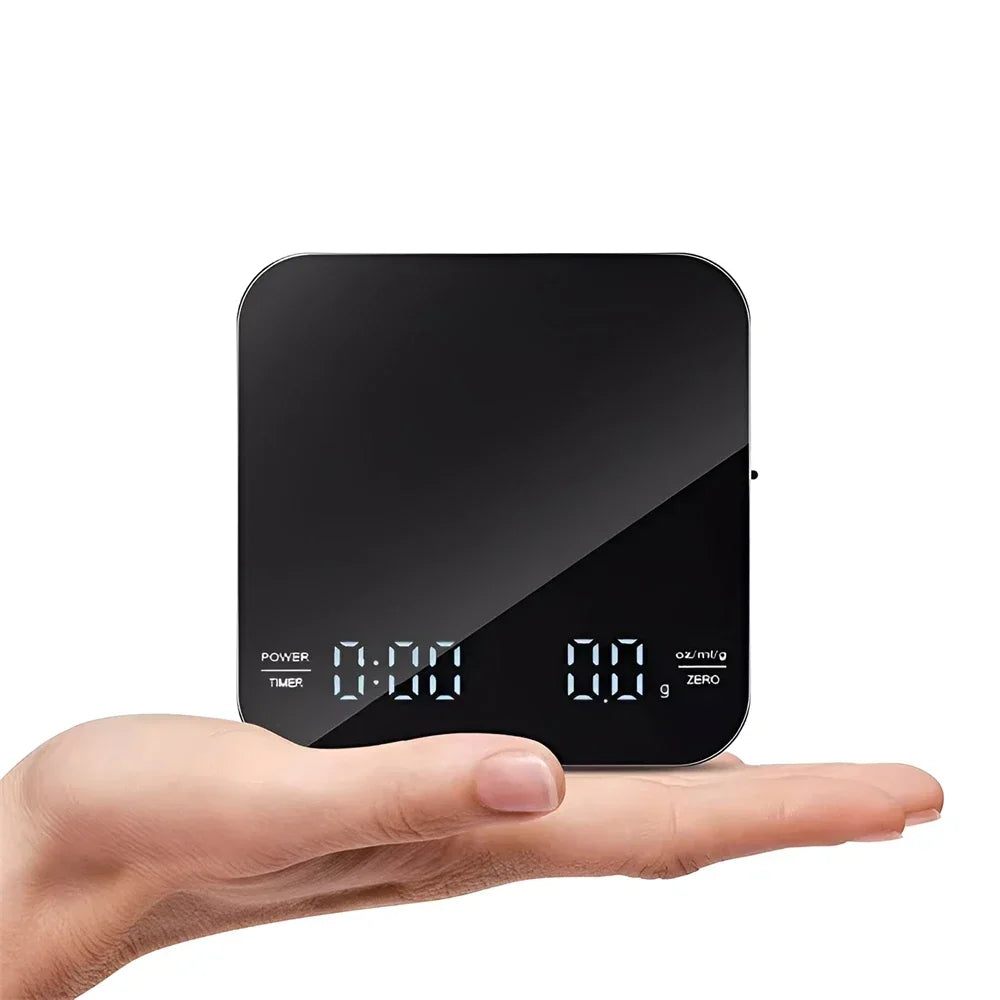 1 conjunto de balança de café eletrônica com almofada de silicone balança de café digital com temporizador display led carregamento usb uso em café em casa bom presente