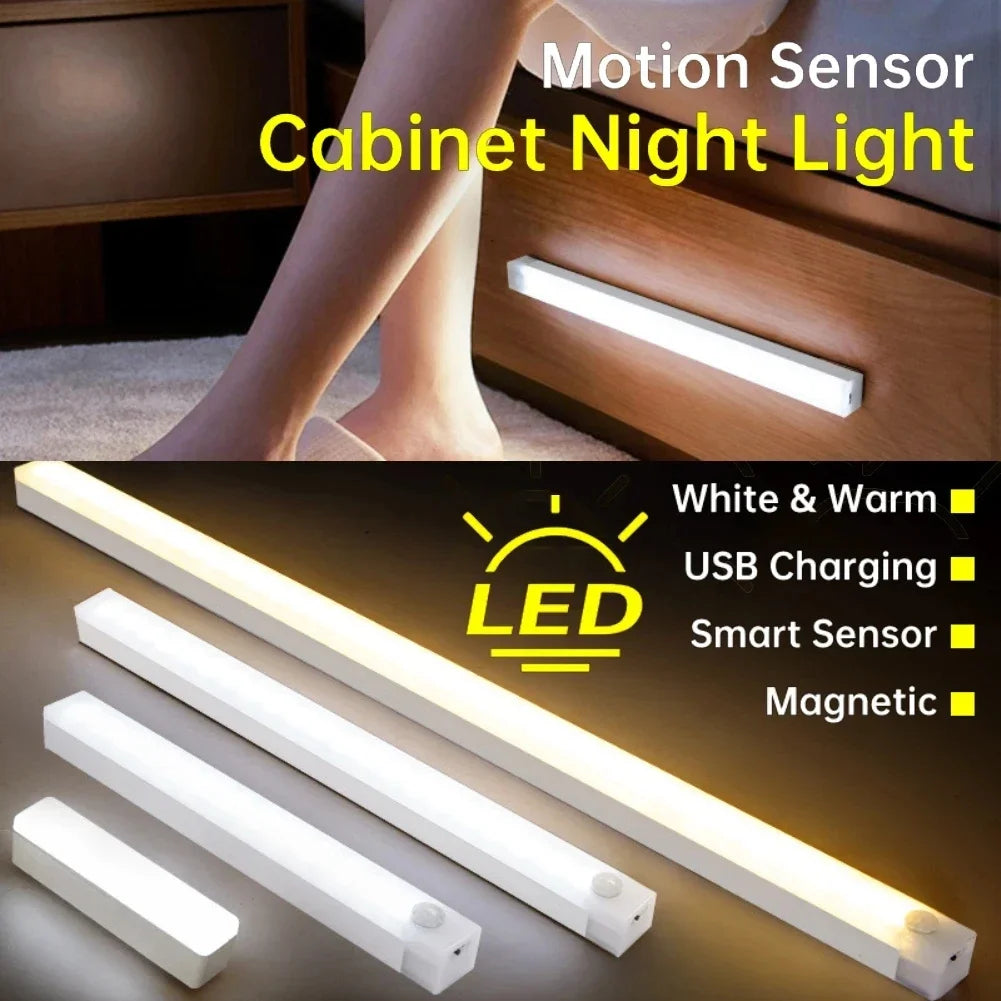 Cozinha usb recarregável lâmpada led night light com sensor de movimento armário para armários casa e decoração luzes guarda-roupa