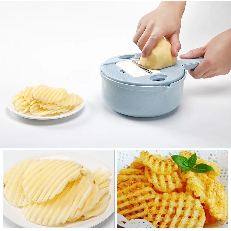 HooFun Ferramentas de cozinha de aço inoxidável, fatiador de vegetais e frutas, multifuncional, fatiador de salada, acessórios de cozinha