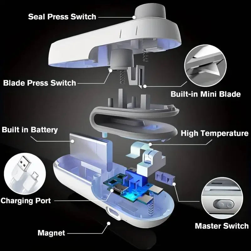 Selador portátil do saco de plástico Máquina de selagem de sacos de plástico Selantes térmicos Embalagem portátil para armazenamento de alimentos Selador térmico Mini 2in 1