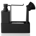 Dispensador de Sabão Preto Fosco para Cozinha - Inclui Dispensador de Sabão, Suporte para Esponja, Suporte para Toalha e Escova de Louça, Adequado para Cozinha