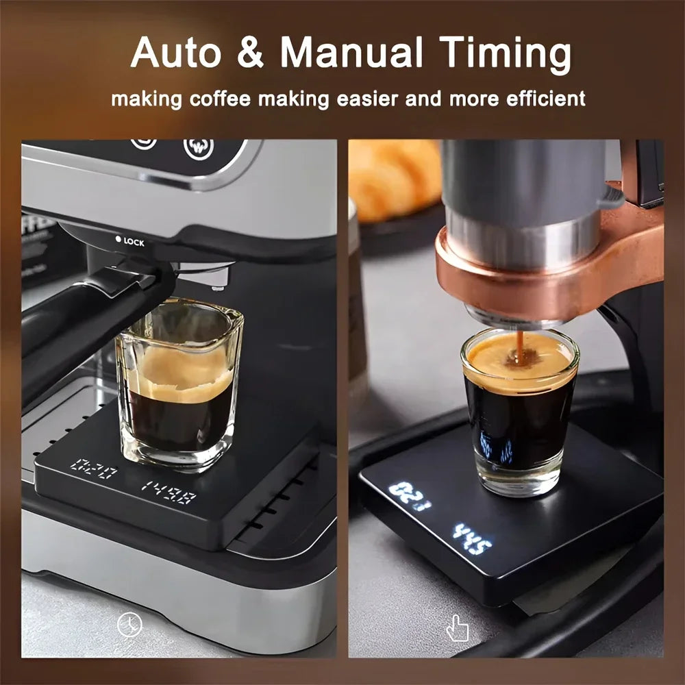 1 conjunto de balança de café eletrônica com almofada de silicone balança de café digital com temporizador display led carregamento usb uso em café em casa bom presente