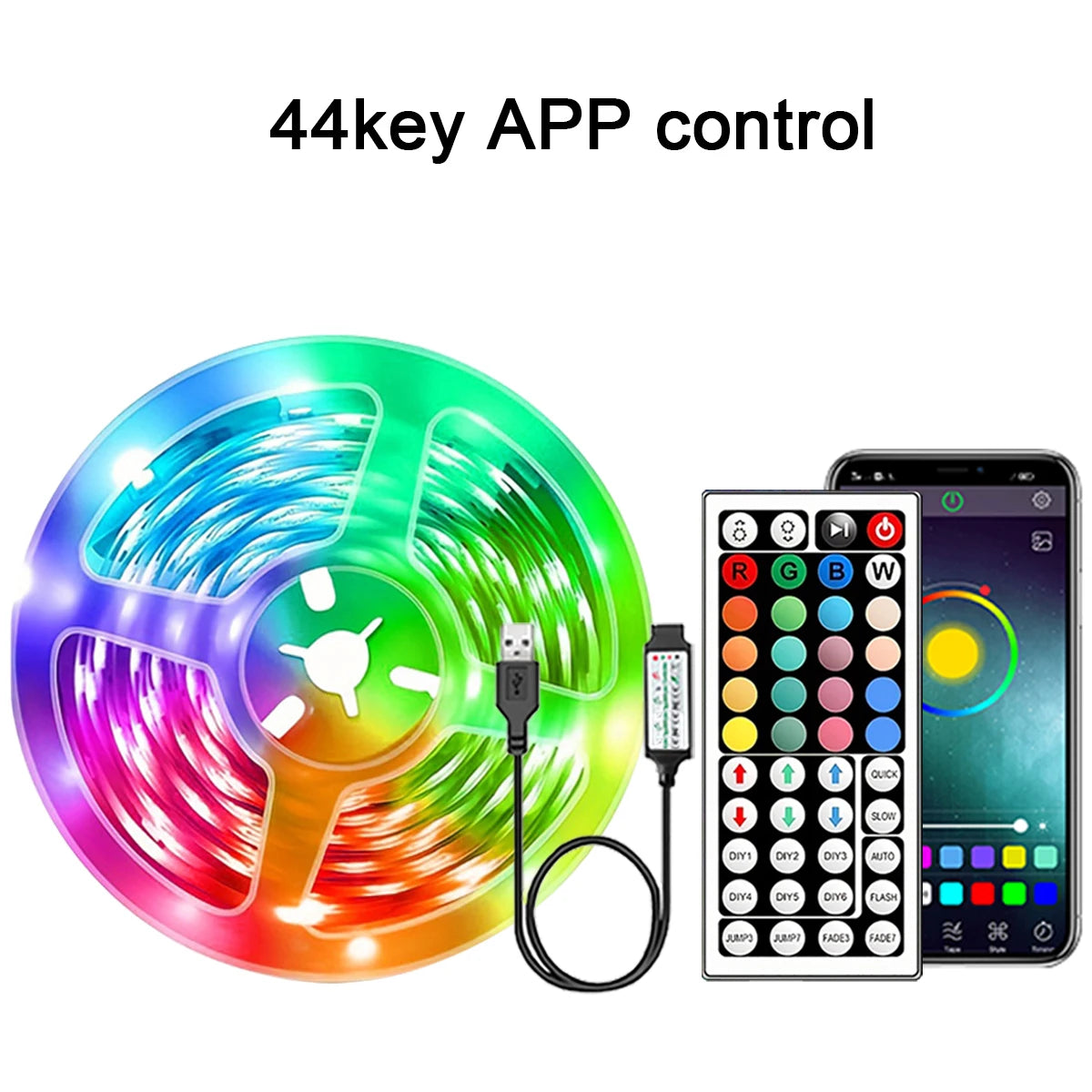 Fitas de LED RGB 5m 10m 20m 30m Luz de Quarto com Controle por APP Fita Flexível Luces Led para Decoração de Quarto