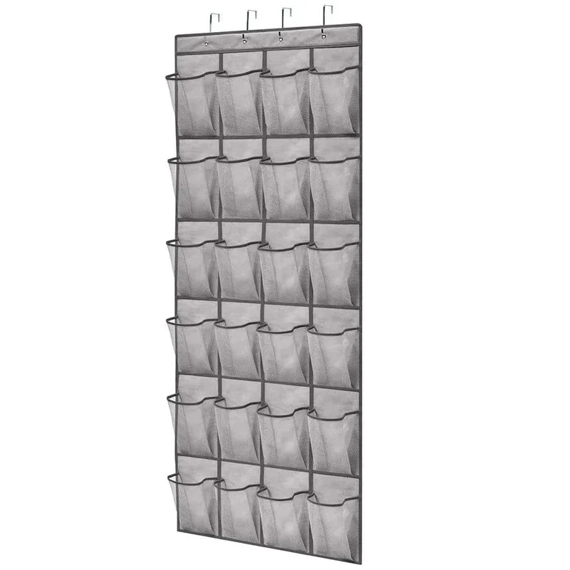 Sobre a porta sapato rack com 24 grandes bolsos de malha pendurado sapato organizador para armário pendurado sapato rack titular cabide