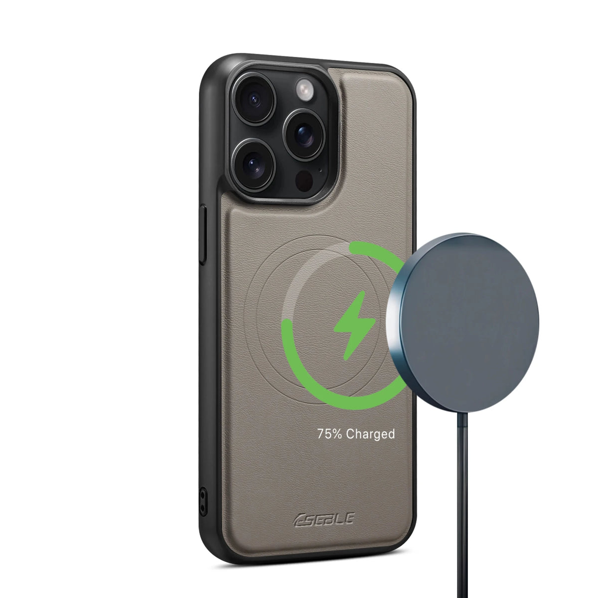 Capa de Couro Magnética Destacável 2 em 1 para iPhone 17 16 Pro Max 15 14 13, Capa de Carteira com Porta para Cartões