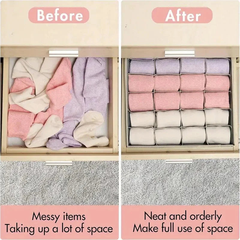 Colméia Organizador Dobrável 24 Compartimentos para Roupas Íntimas Meias Cuecas Calcinhas Lingerie Armários Gavetas