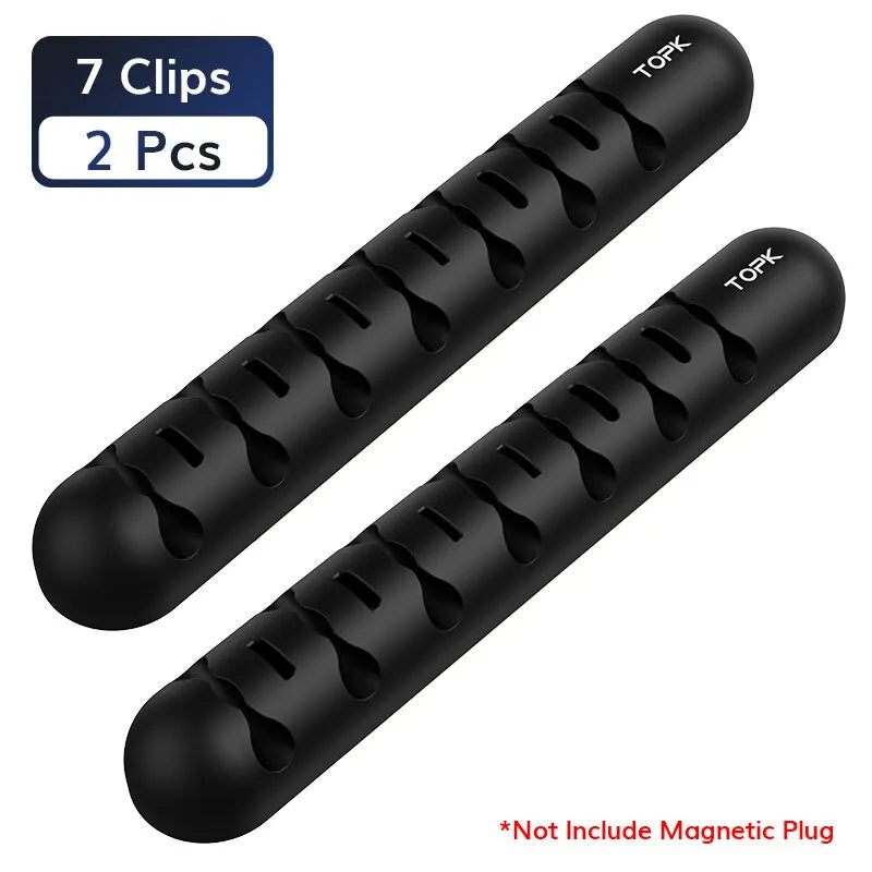 Topk l35 organizador de cabos, caixa de plugue magnético, enrolador de cabo de silicone, clipes flexíveis de gerenciamento de cabos para mouse e fone de ouvido