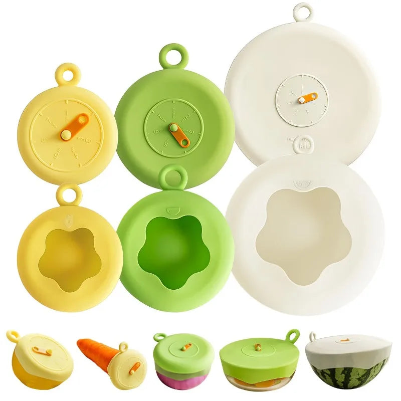 Conjunto de Tampas para Alimentos, Tampas Redondas Resistentes ao Calor, Tampas Universais para Sobras de Refrigerador, Tampas Reutilizáveis para Cozinha