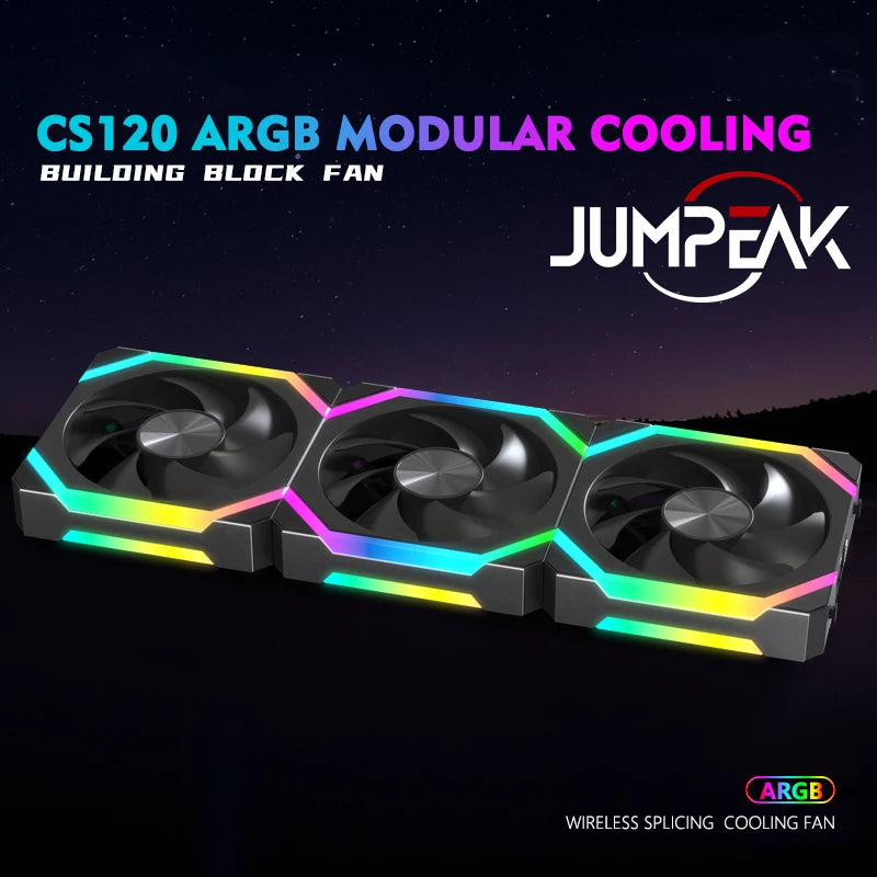 Ventoinha de Resfriamento JUMPEAK CS120 ARGB 360mm 240mm Modular Empilhável PWM Silenciosa 120mm RGB para Caixa de PC Gamer Resfriador de Água