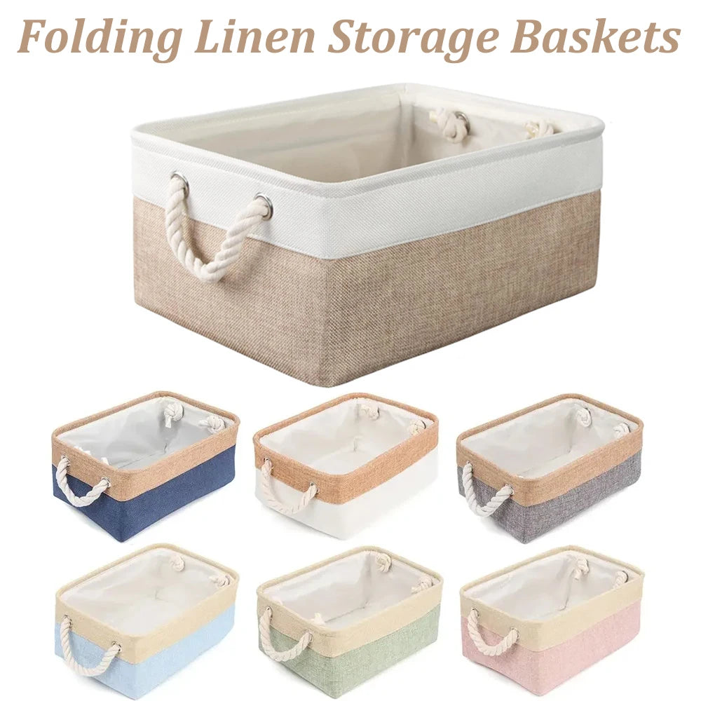 Cesta de armazenamento para casa, cesta de classificação de artigos diversos, dobrável, organizador de linho, roupa íntima, meias, brinquedos, cestas de armazenamento versáteis