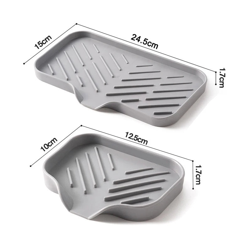 1/2 pçs pia da cozinha bandeja de silicone com dreno sabão esponja armazenamento titular bancada pia purificador escova sabão rack armazenamento