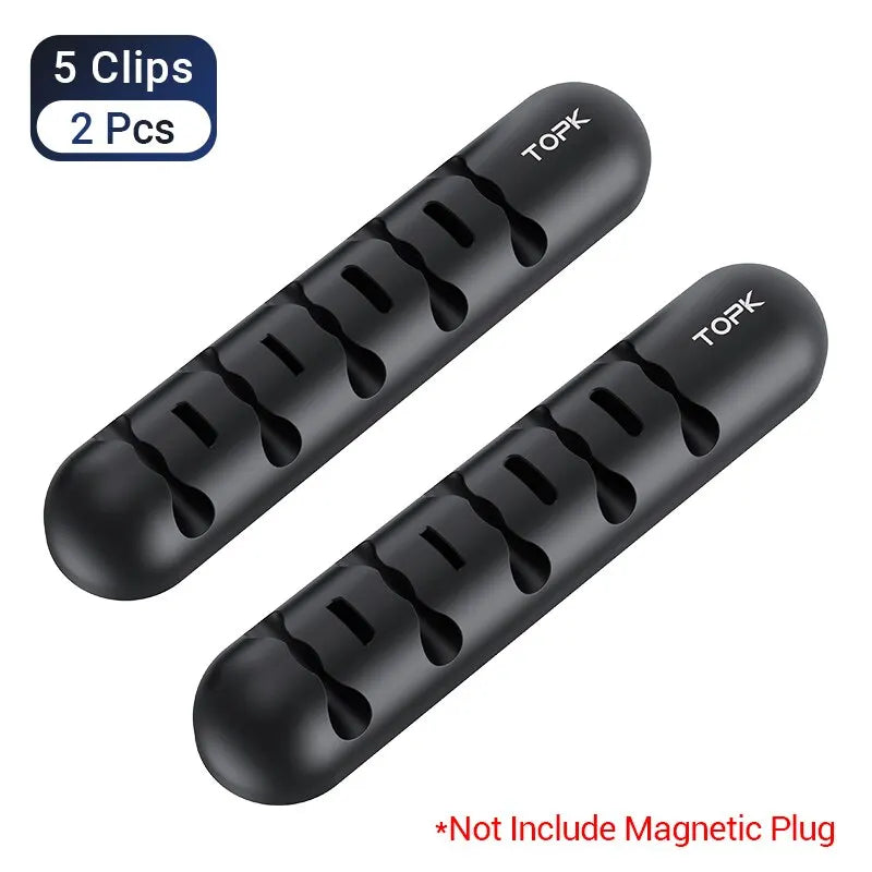 Topk l35 organizador de cabos, caixa de plugue magnético, enrolador de cabo de silicone, clipes flexíveis de gerenciamento de cabos para mouse e fone de ouvido