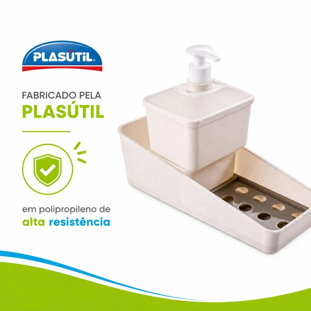 Dispenser Porta Detergente Esponja Marmore 600ml Plasutil