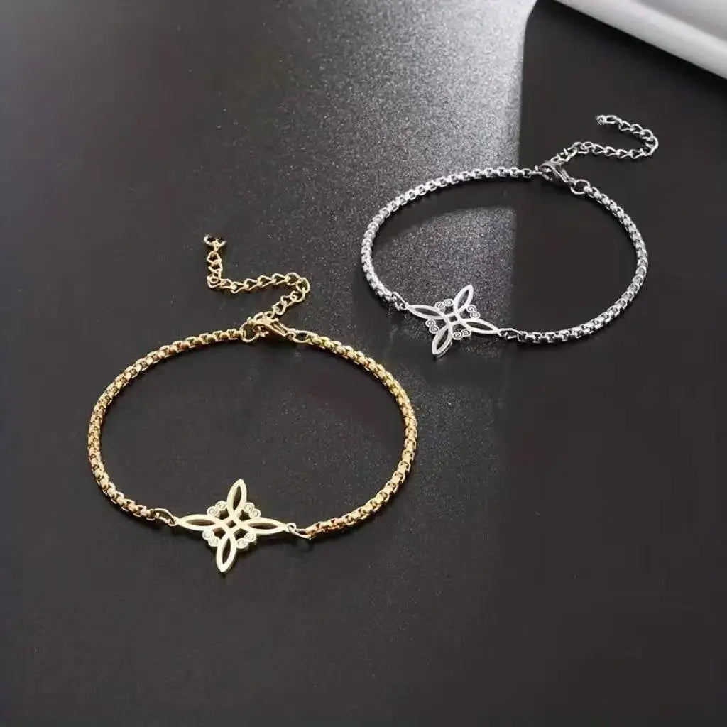 Pulseira Corrente Unissex Estilo Europeu - Nó da Bruxa Não Desbota
