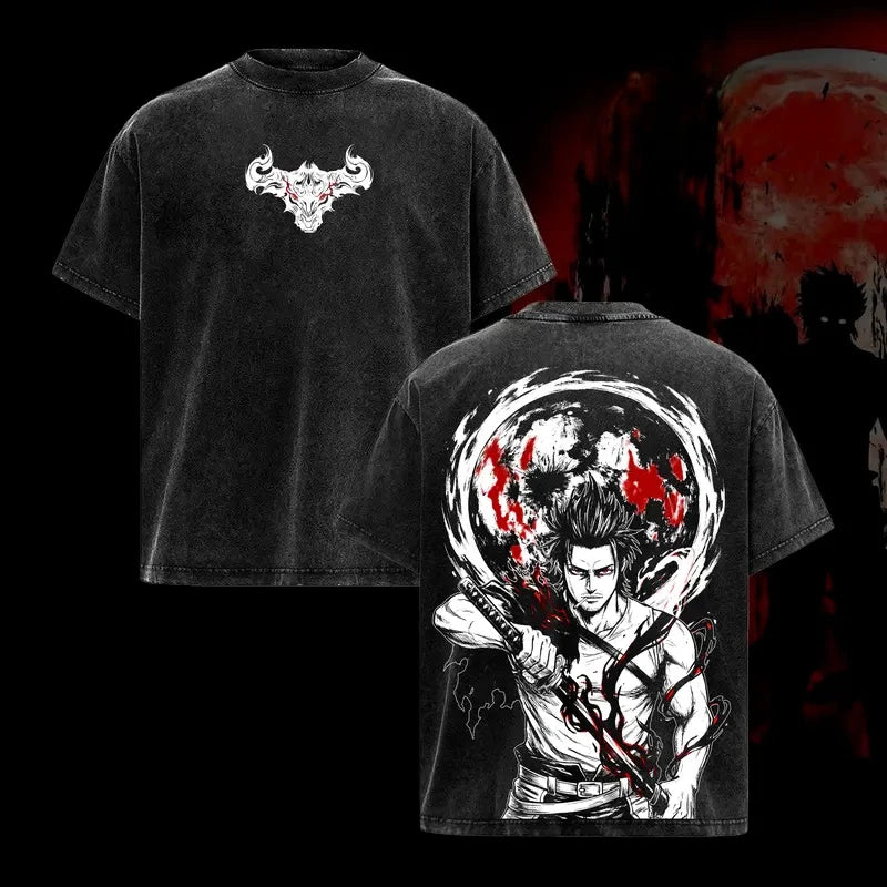 Camiseta Anime Black Clover Yami - Oversized Algodão Manga Curta Unissex