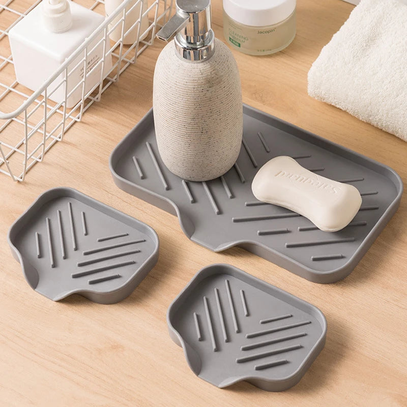 1/2 pçs pia da cozinha bandeja de silicone com dreno sabão esponja armazenamento titular bancada pia purificador escova sabão rack armazenamento