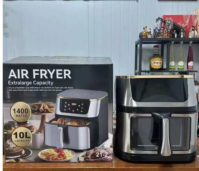 Fritadeira Air Fryer 10L Sem Óleo - Elétrica Multifuncional Doméstica