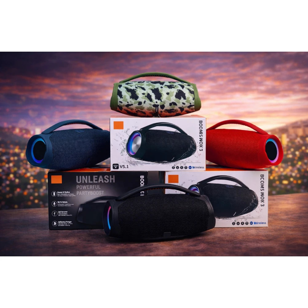 Caixa de Som Bluetooth 70W Portátil Estilo Boombox, Alto Falante Potente Resistente à Água para Festas
