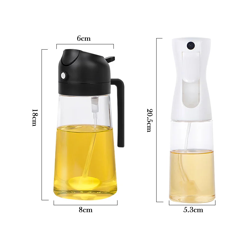 Spray de azeite 2 em 1, 500ml, pulverizador de óleo de plástico, recipientes de óleo de cozinha, dispensador de azeite para acampamento, churrasco, cozimento